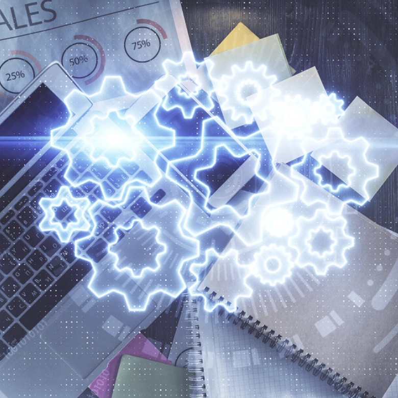 portátil, notas y gráficos