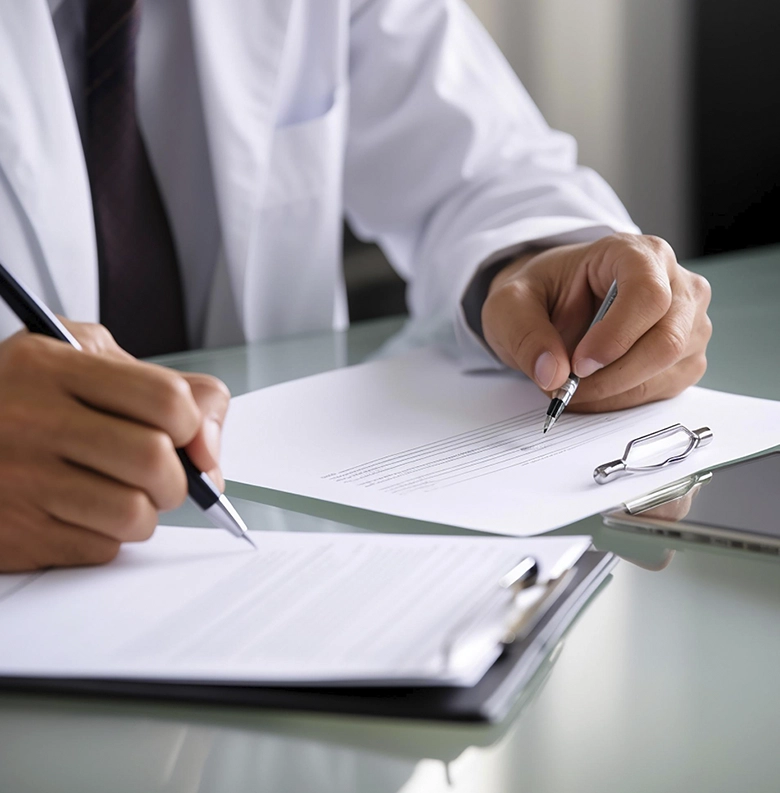 manos de hombre repasando contrato